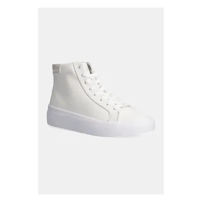 Calvin Klein bőr sportcipő VULC HIGH TOP LTH fehér, HW0HW02213