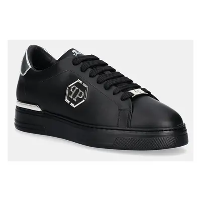 Philipp Plein bőr sportcipő Nappa Lo-Top Hexagon fekete, USC0676 PLE075N