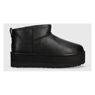 UGG bőr hótaposó Classic Ultra Mini Platform fekete