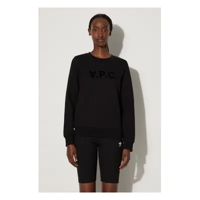 A.P.C. pamut melegítőfelső Sweat Viva fekete, női, nyomott mintás