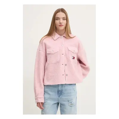 Tommy Jeans ingkabát rózsaszín, oversize, DW0DW18869