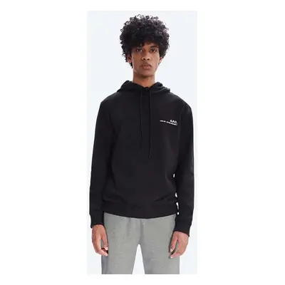 A.P.C. pamut melegítőfelső Hoodie Item fekete, férfi, sima, kapucnis