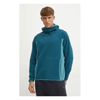 Peak Performance felső Treeline Fleece türkiz, férfi, mintás, kapucnis, G79917