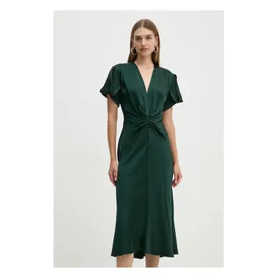 Victoria Beckham ruha zöld, midi, harang alakú, 1424WDR005195D