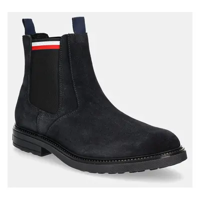 Tommy Hilfiger magasszárú cipő velúrból HILIFGER OUTDOOR SUEDE CHELSEA sötétkék, férfi, FM0FM051