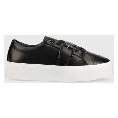 Calvin Klein bőr sportcipő Flatform Cupsole Lace Up fekete