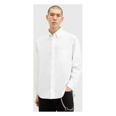 AllSaints pamut ing SUTTA LS SHIRT férfi, galléros, fehér, relaxed, M097SB