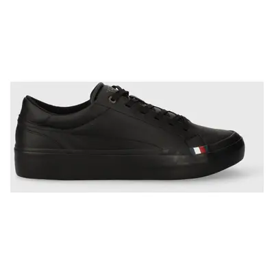 Tommy Hilfiger bőr sportcipő MODERN VULC LTH LOW WL fekete, FM0FM04819