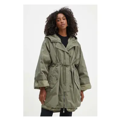 Weekend Max Mara kifordítható parka zöld, átmeneti, oversize