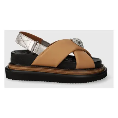 Kurt Geiger London bőr szandál Orson Cross Strap Sandal bézs, női, platformos, 9992248109