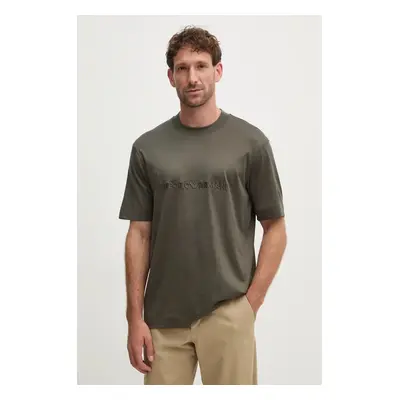 Emporio Armani t-shirt zöld, férfi, nyomott mintás, 6D1TR9 1JOSZ