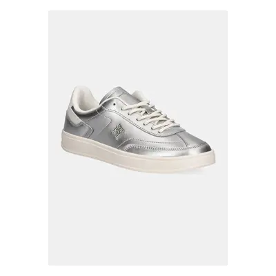 Tommy Hilfiger bőr sportcipő TH HERITAGE SNEAKER METALLICS ezüst, FW0FW08344