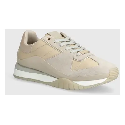 Calvin Klein sportcipő RUNNER LACE UP LTH/NYLON bézs, HW0HW02130