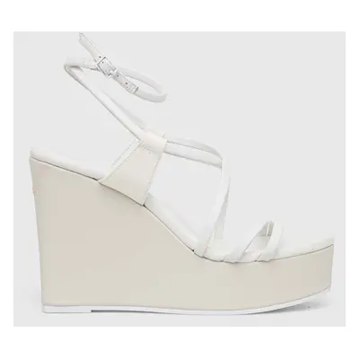 Calvin Klein bőr szandál WEDGE fehér, HW0HW01952