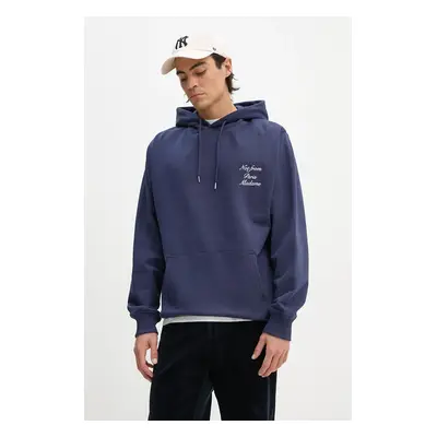 Drôle de Monsieur pamut melegítőfelső Le Hoodie Slogan Calligraphy sötétkék, férfi, nyomott mint