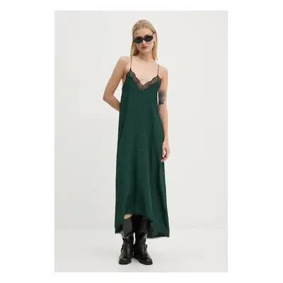 ZADIG&VOLTAIRE selyem ruha zöld, maxi, harang alakú, WWDR01336