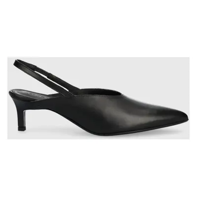 Calvin Klein bőr tűsarkú HW0HW01345 GEO STIL SLINGBACK PUMP fekete, nyitott sarokkal