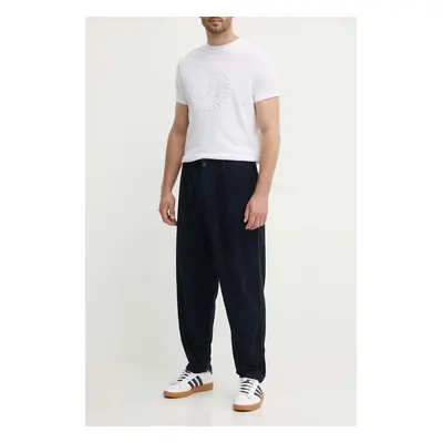 Universal Works kordbársony nadrág Pleated Track Pant sötétkék, egyenes