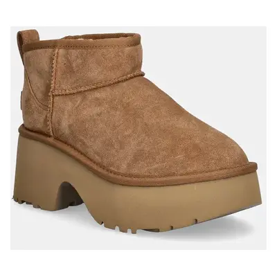 UGG velúr hócipő Classic Ultra Mini New Heights barna, női, 1158311-CHE