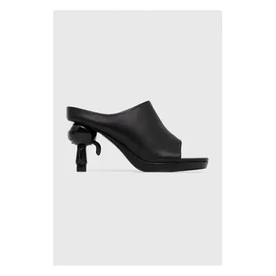 Karl Lagerfeld bőr papucs IKON HEEL fekete, női, magassarkú, KL39004