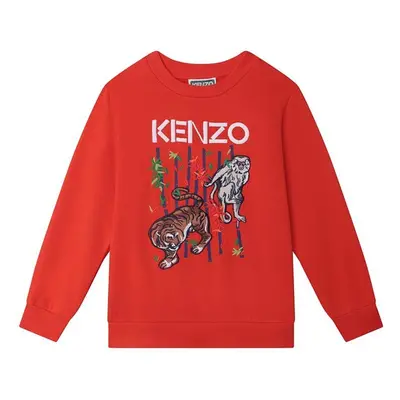 Kenzo Kids gyerek melegítőfelső pamutból piros, nyomott mintás