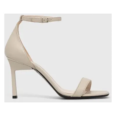 Calvin Klein bőr szandál GEO STILETTO SANDAL bézs, HW0HW01610