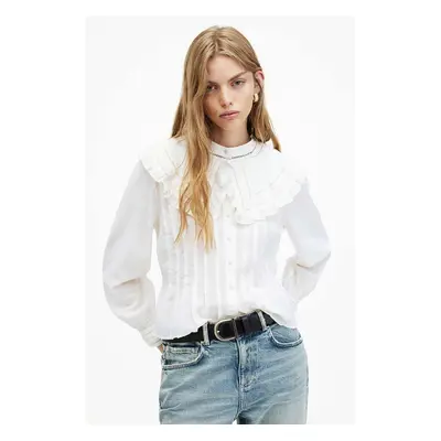 AllSaints ing OLEA TOP női, galléros, fehér, slim, WM506Z