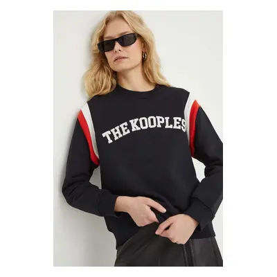 The Kooples pamut melegítőfelső fekete, női, nyomott mintás