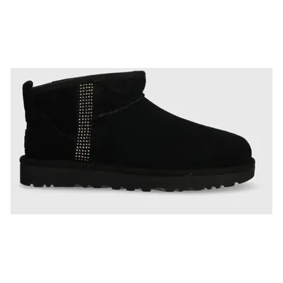 UGG velúr hócipő Classic Ultra Mini Bling fekete