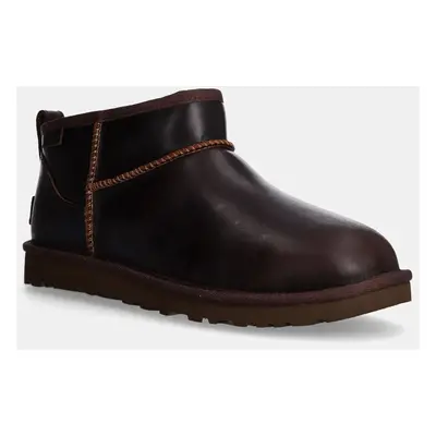 UGG bőr hótaposó Classic Ultra Mini Lthr Regen barna, 1158191-IWD