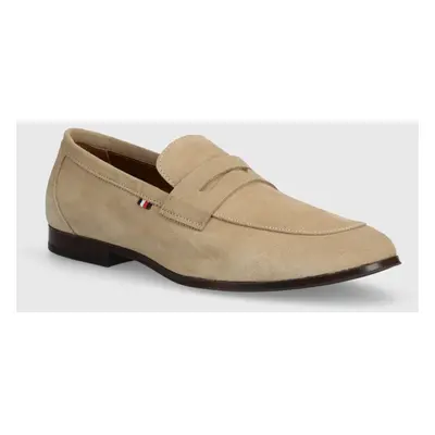 Tommy Hilfiger velúr mokaszin CASUAL LIGHT FLEXIBLE SDE LOAFER bézs, férfi, FM0FM04988