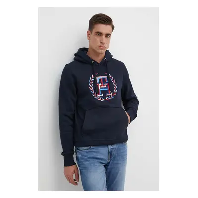 Tommy Hilfiger felső sötétkék, férfi, nyomott mintás, kapucnis, MW0MW34385