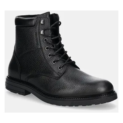 Tommy Hilfiger bőr cipő HILFIGER OUTDOOR WARM LTH BOOT fekete, férfi, FM0FM05192