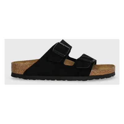 Birkenstock papucs velúrból Arizona fekete, női