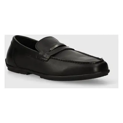 Calvin Klein bőr mokaszin DRIVING SHOE METAL BAR fekete, férfi, HM0HM01473