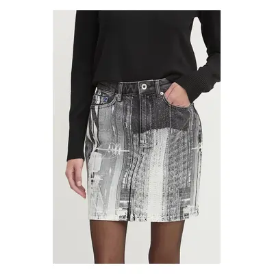 Karl Lagerfeld Jeans farmer szoknya fekete, mini, egyenes, 246J1203