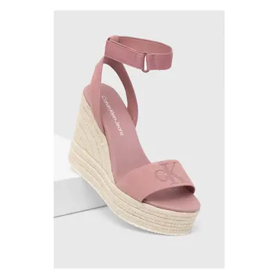 Calvin Klein Jeans velúr szandál WEDGE SANDAL SU CON rózsaszín, YW0YW01026