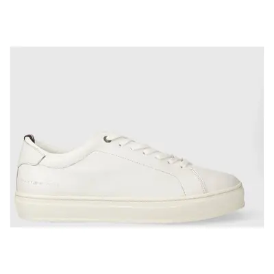 Tommy Hilfiger bőr sportcipő PREMIUM CUPSOLE GRAINED LTH fehér, FM0FM04893