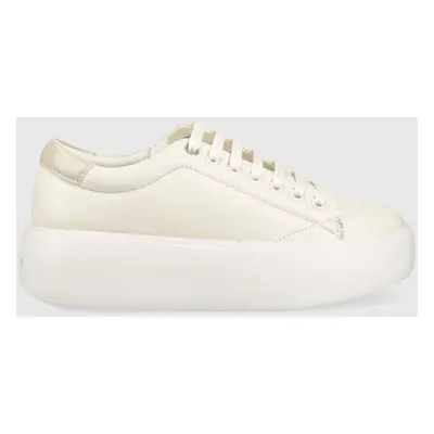 Calvin Klein bőr sportcipő HW0HW01356 BUBBLE CUPSOLE LACE UP bézs