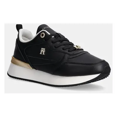 Tommy Hilfiger bőr sportcipő FEMININE RUNNER fekete, FW0FW08117