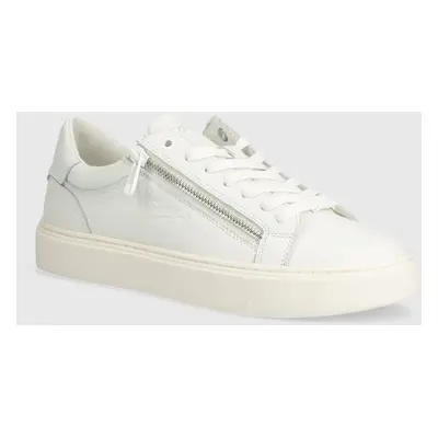 Calvin Klein bőr sportcipő LOW TOP LACE UP W/ZIP fehér, HM0HM01475