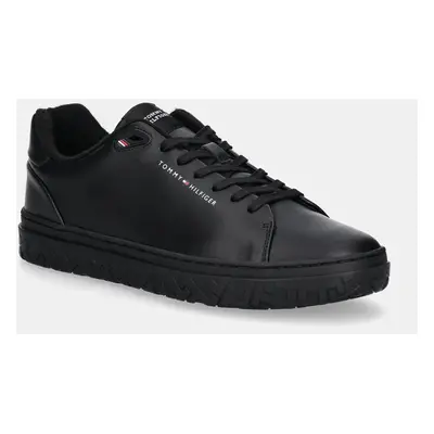 Tommy Hilfiger bőr sportcipő COURT THICK CUPSOLE LEATHER fekete, FM0FM05208