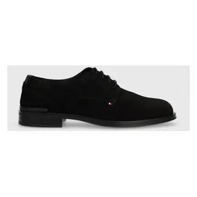 Tommy Hilfiger velúr félcipő CORE TEXTURED SDE SHOE fekete, férfi, FM0FM04991