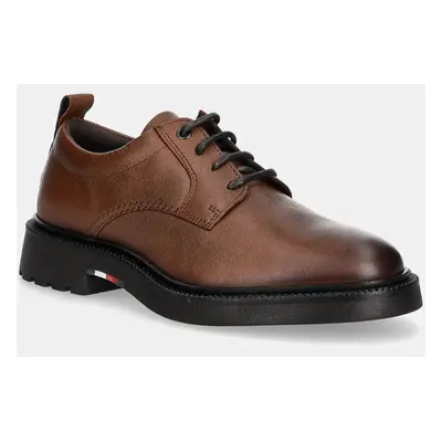 Tommy Hilfiger bőr félcipő HILFIGER COMFORT LWT LTH SHOE barna, férfi, FM0FM05172