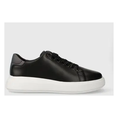 Calvin Klein bőr sportcipő RAISED CUPSOLE LACE UP LUMINOUS fekete, HW0HW01997