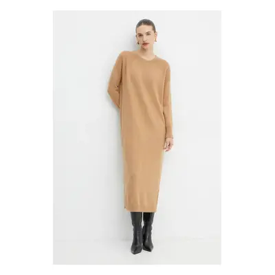 Liu Jo gyapjú ruha barna, maxi, oversize, WF4533 MS009