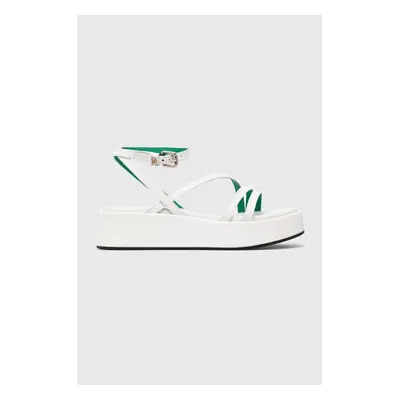 Tommy Hilfiger bőr szandál TH STRAP PLATFORM fehér, női, platformos, FW0FW07728