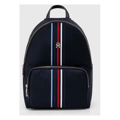 Tommy Hilfiger hátizsák sötétkék, női, kis, nyomott mintás, AW0AW16116