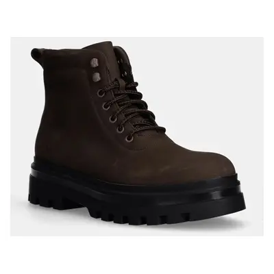 Calvin Klein Jeans nubuk cipő LUGGED LACEUP BOOT OXF HIKING NB barna, YM0YM01076