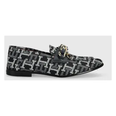 Tommy Hilfiger mokaszin CHAIN LOAFER DENIM sötétkék, női, lapos talpú